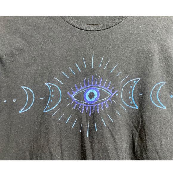 Aesthetic Celestial Mystical Moon Phases Evil Eye black graphic tee - Large - Picture 2 of 5